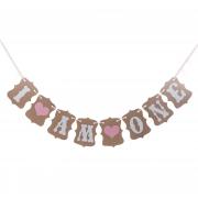 SwirlColor 1st Birthday Party Bunting Banner Baby Girl Pink Decoration (1pcs)