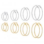 SwirlColor Hooped Earrings for Women Girls, 8 Pairs Large Looped Earings Silver Gold Elegant Personalized Gift 30mm, 40mm, 50mm, 60mm Hoop Earrings