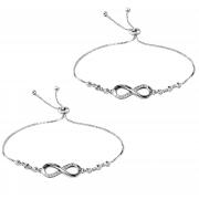 SwirlColor Bracelet Infini pour Femme Fille Bracelet AmitiÃ© RÃ©glable Ã‰lÃ©gant Argent 2 Pieces.